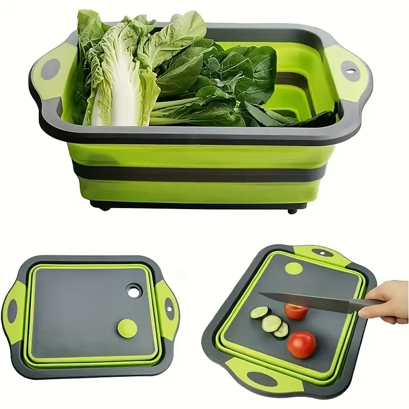 Multi-Functional Foldable Cutting Board & Colander 2-in-1 | Folds Flat for Space-Saving Storage, Washing & Chopping All in One Board, Space-Saving Essential