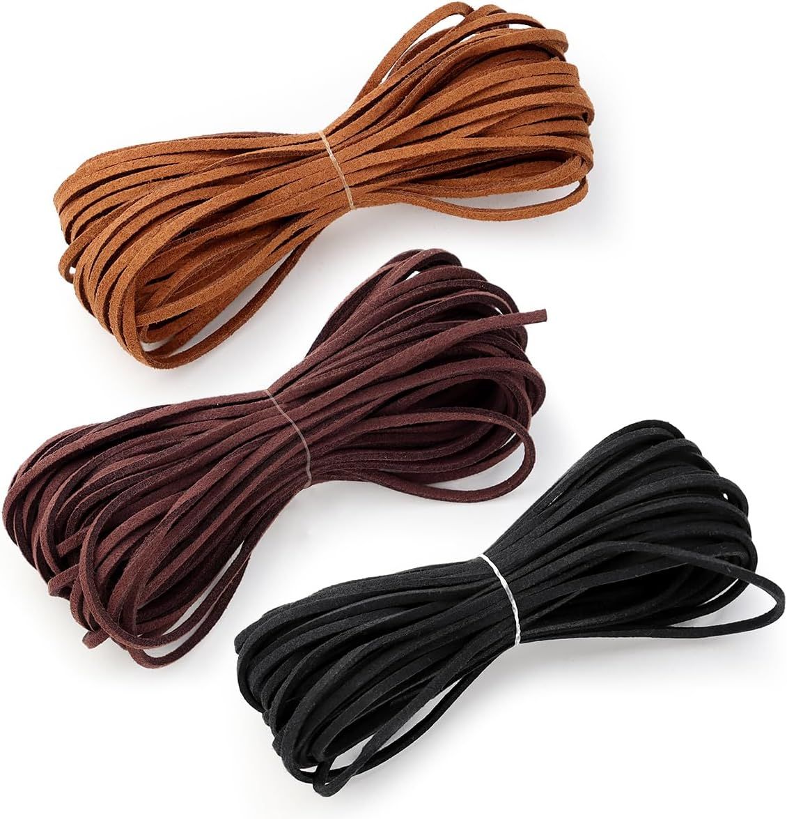 3 Colour Suede Leather Cord Set, Soft Leather Lacing for Jewellery Making, Bracelets, Necklaces, Beading and DIY Crafts, 3 mm x 10 m