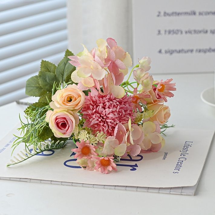 7-Branch Handheld Artificial Bouquet | Ins-Style Spring Romance, Long-Lasting Healing Little Happiness/7-prong rose hydrangea [ice white] — image 5