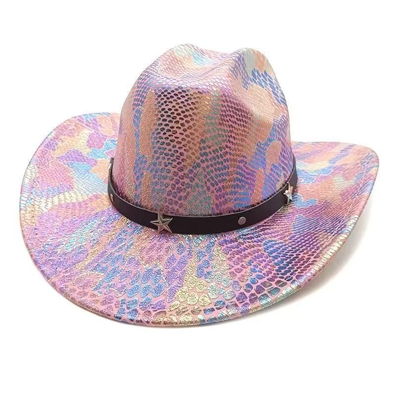 iridescent cowboy hat, party hat, autumn winter hat, unisex wide brim hat, Halloween costume hat, western themed hat, iridescent accessories, mens womens โ image 5