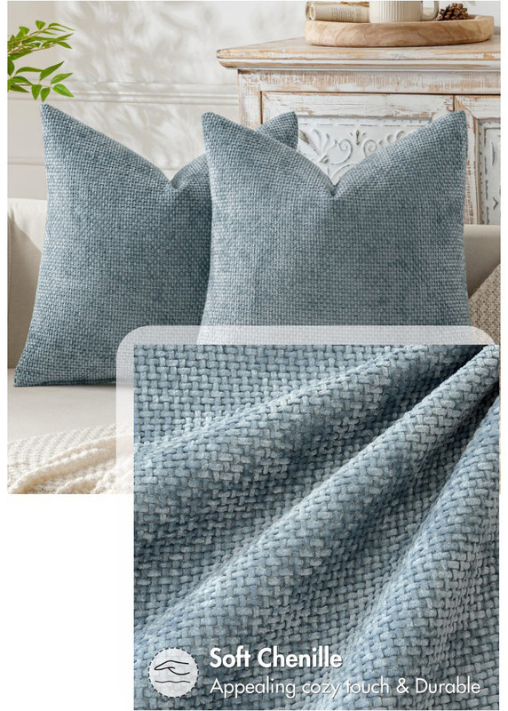 Brown Plush Chenille Cushion Covers Set of 2 - Soft Textured Decorative Throw Pillow Cases for Sofa Couch, 45x45cm โ image 5