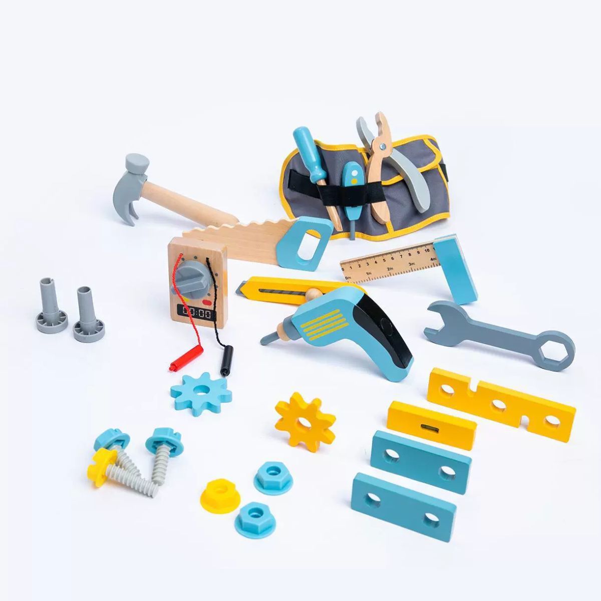 wooden toolbox, animal themed toy, building set, kids construction toy, fine motor skills, creative play, educational toy, birthday gift, Children's Day gift