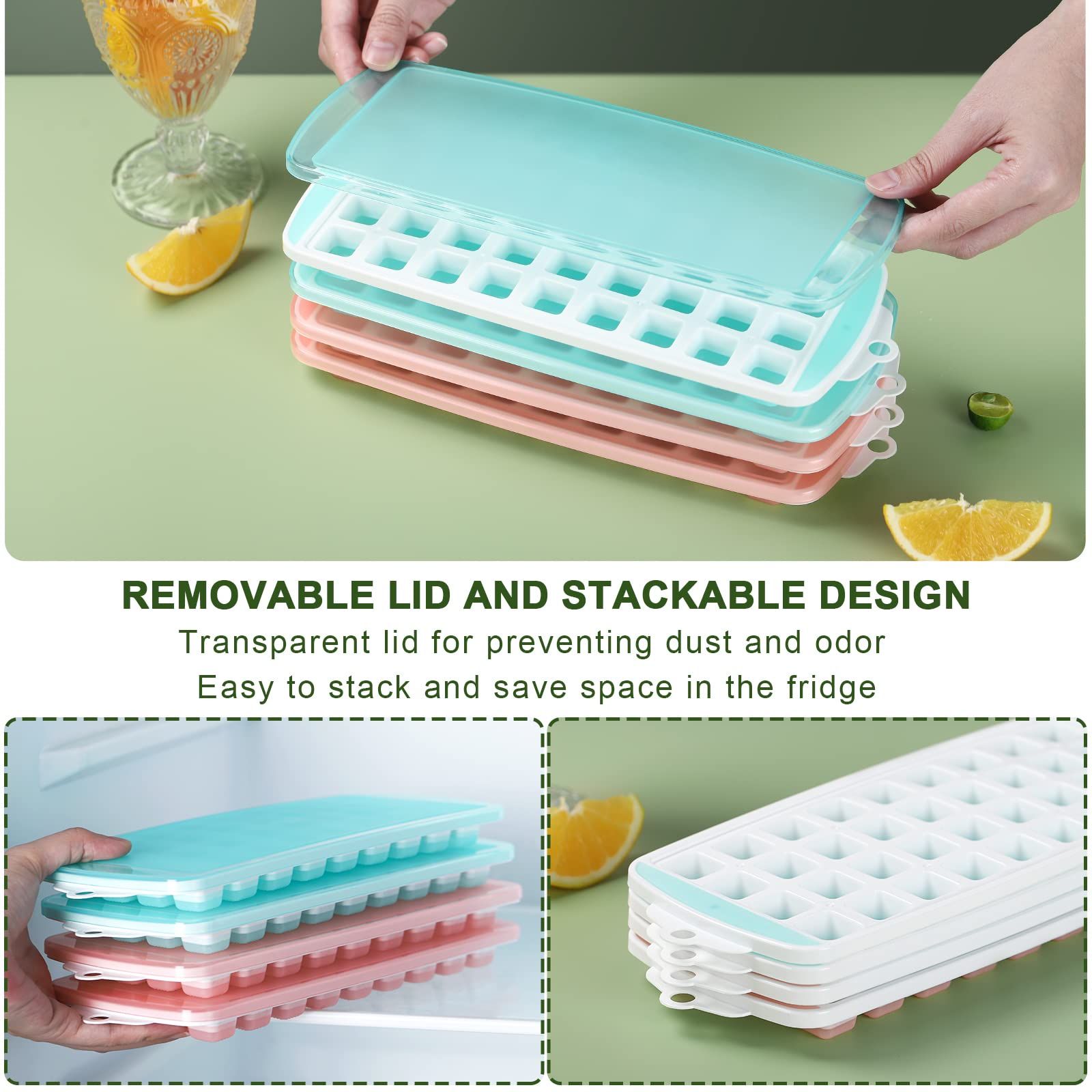 4 Pack Mini Ice Cube Trays with Lid, Stackable Ice Trays Set for Freezer, Molds Easy Release Crushed Ice Cube for Chilling Whiskey — image 4