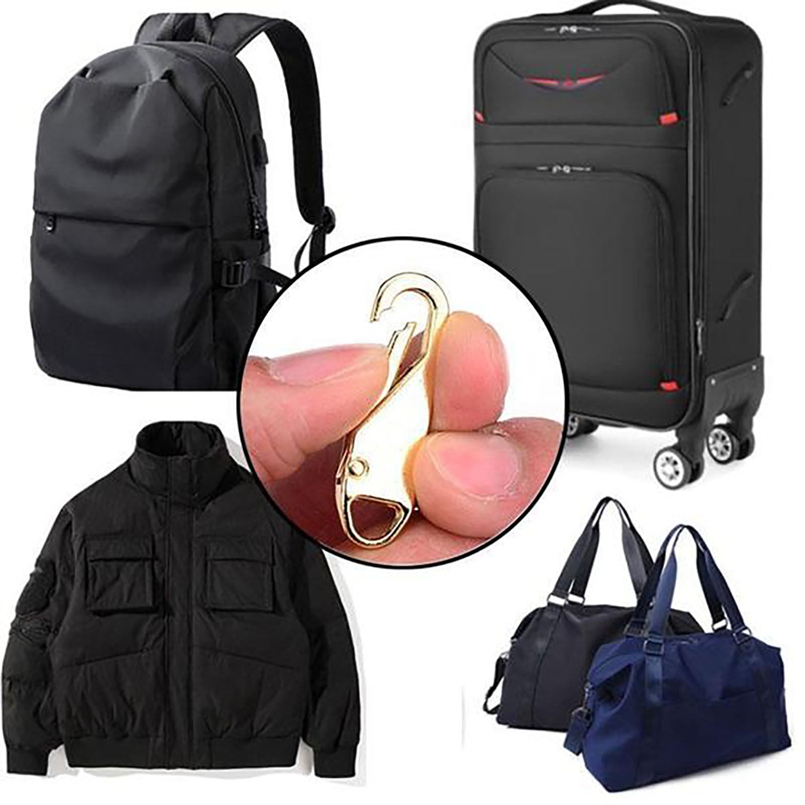 4 Pieces Zipper Pull Replacement, Heavy Duty Universal Zipper Puller, Detachable Zipper Pull Oval Tabs for Luggage, Silver, 3.7 × 1.1 cm — image 5