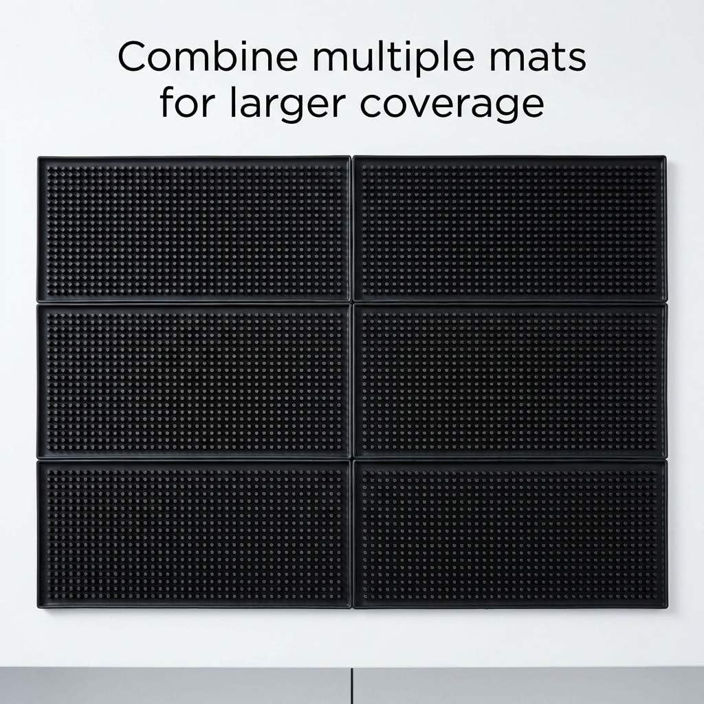 12"x6" Black Rubber Bar Mat – 6 Pack Non-Slip Drainage Pad for Coffee Stations, Home Bars & Kitchens — image 4