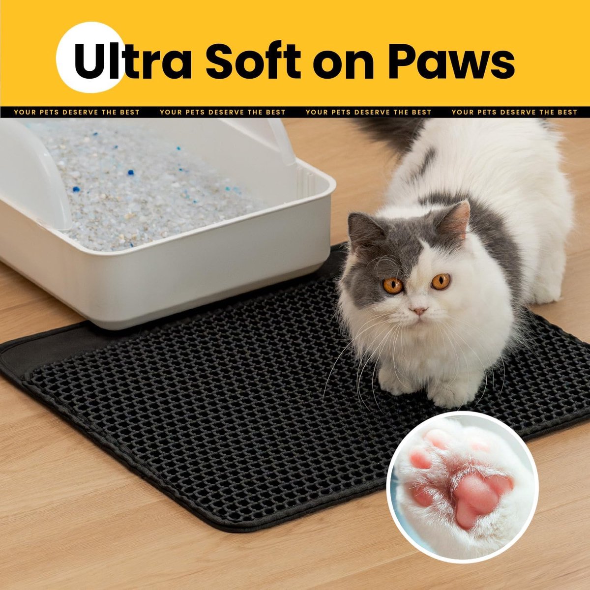 Cat Litter Mat - 30 x 45 cm - Waterproof Cat Litter Mat - Grit Catcher - Cat Litter Mat - Double Layer - Cat Litter Mat - Catchment Area - Cat Mat - Black — image 4