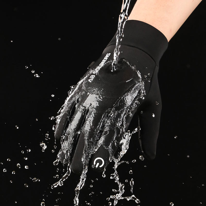 Grey Winter Thermal Gloves for Men Outdoor Cycling Driving Waterproof Touch Screen Warm Fleece Lining Anti-Slip(Size:XL) — image 3