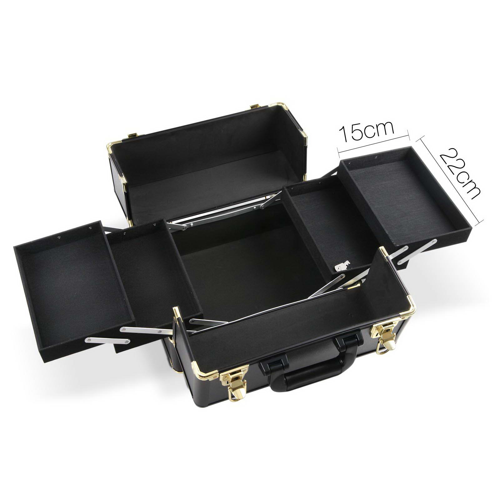 Embellir Makeup Case Beauty Trolley Cosmetic Organiser Box Travel Wheels Gold โ image 3