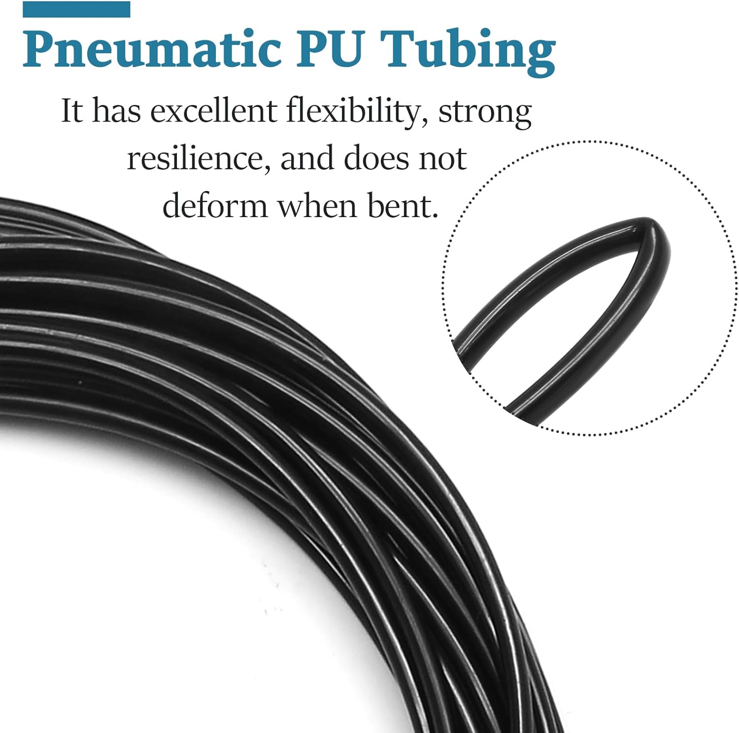 Biaungdo 1/8" OD Pneumatic Tubing Pipe, Black PU Air Brake Hose Line for Air Compressor Fitting, Water Fluid Transfer (10 Meter/32.8ft) — image 3