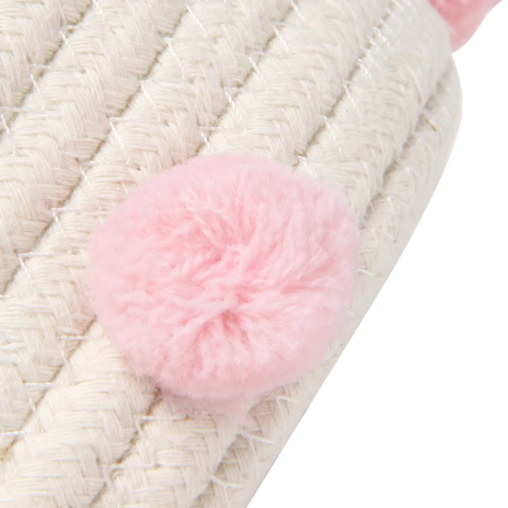 Cotton Woven Storage Basket Cute Pompom Decor Sundries Finishing Box Nordic Cosmetic Toys Organizer Frame — image 2