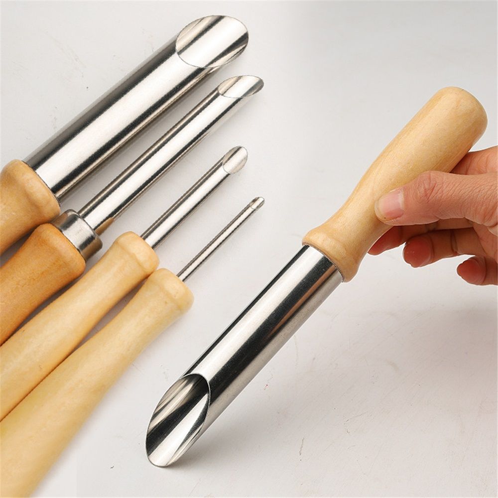 2 set Round Hole Cutter 4 PCS Stainless Steel and Wood Circle Shaping Hole Cutters for Pottery Clay Sculpture 4Sizes — image 5