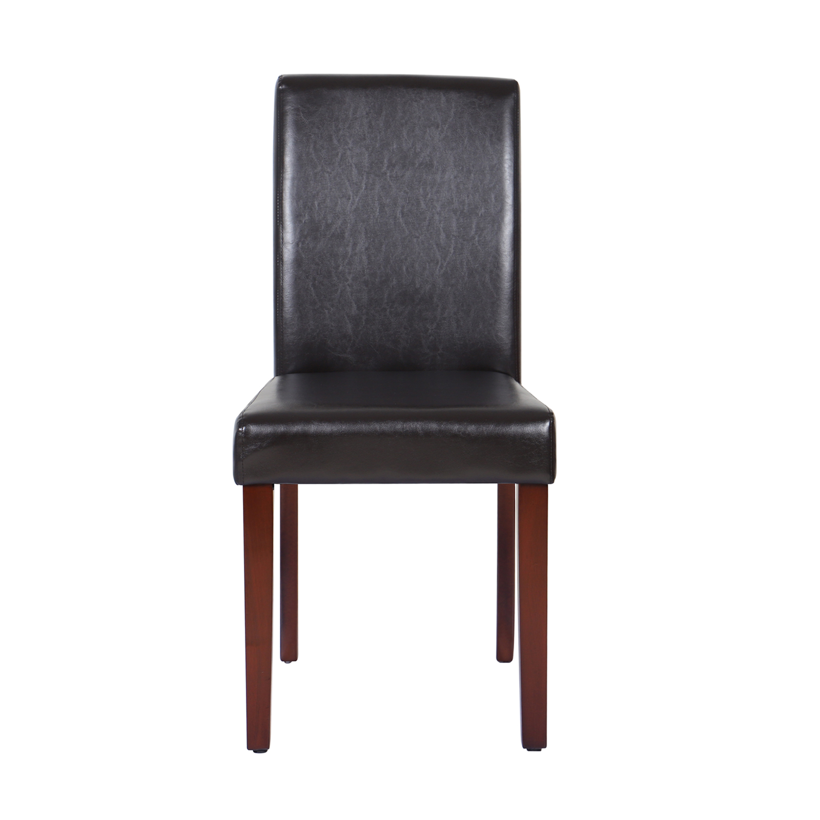 2x Wooden Frame Brown Leatherette Dining Chairs with Solid Pine Legs — image 3