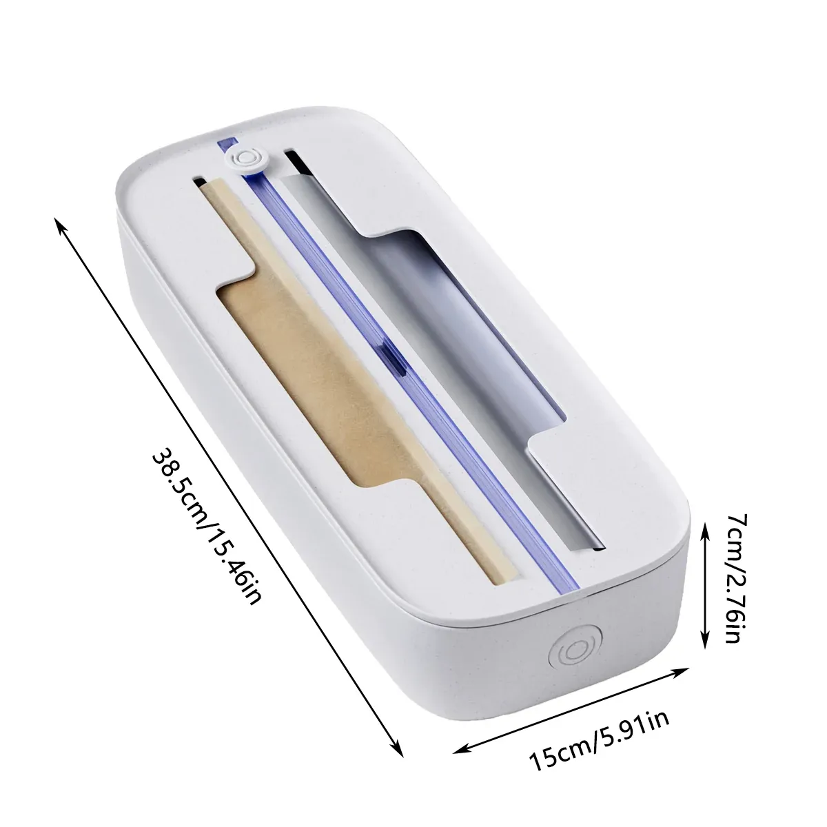 Kitchen Plastic Wrap Cutter Cling Film Dispenser Box ABS White 38.5 x 15 x 7cm — image 3