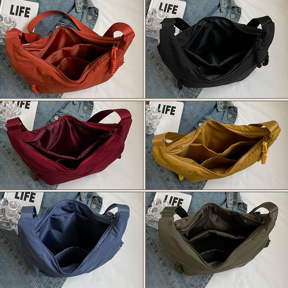 Black Large Nylon Crescent Crossbody Bag - Casual Slouchy Shoulder Purse โ image 4