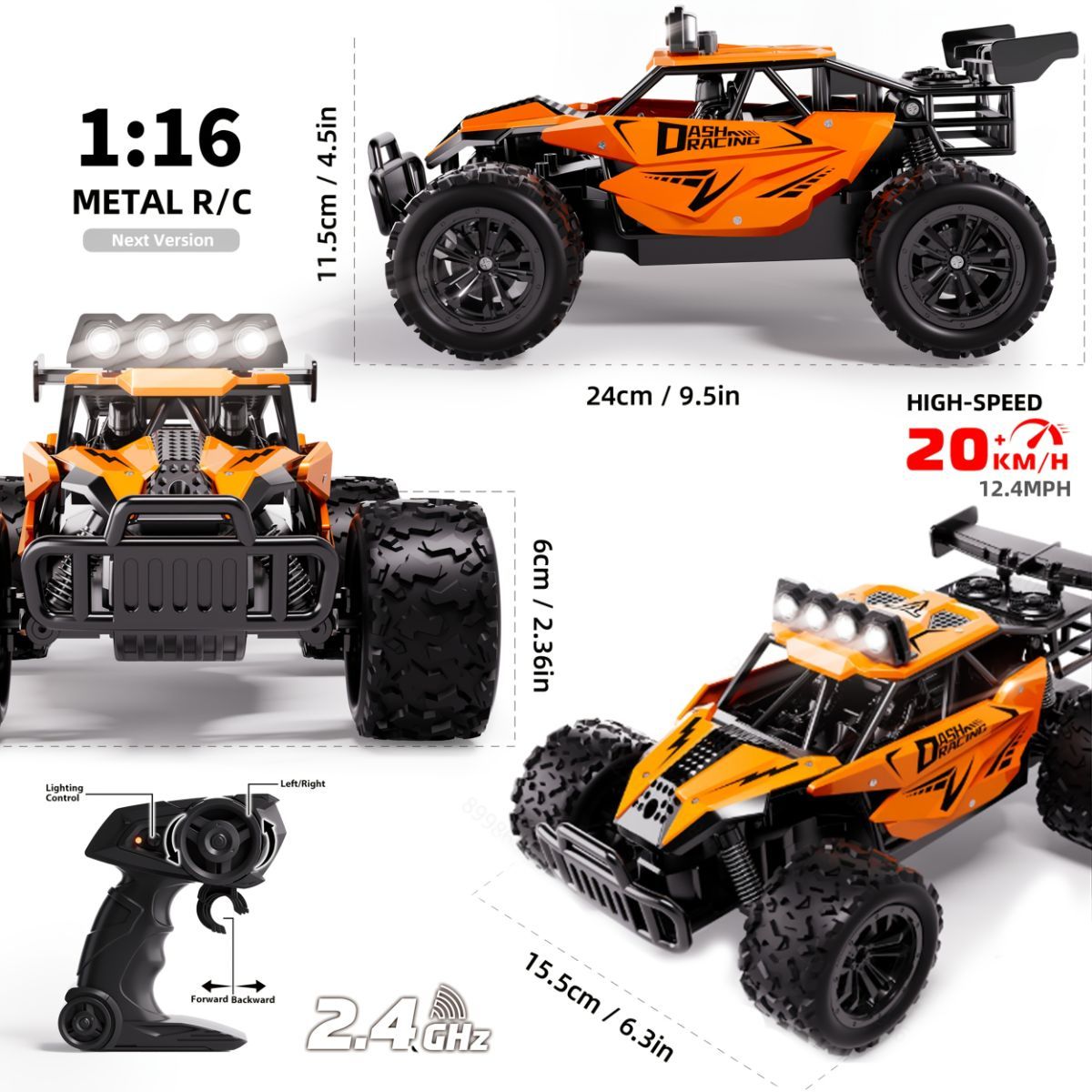 1:16 metal RC car, high-speed drifting, off-road racing car, boys toy car, 2.4GHz remote control, outdoor play toy, drift car, remote control car for kids โ image 2