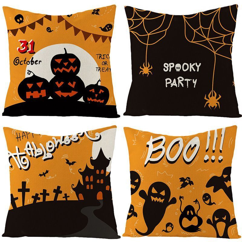 4PC Indoor Decor Pillow Cover, Suitable For Halloween & Christmas Celebration, Style 35, Suitable For Sofa, Living Room, Bedroom, 45 × 45cm Does Not Include