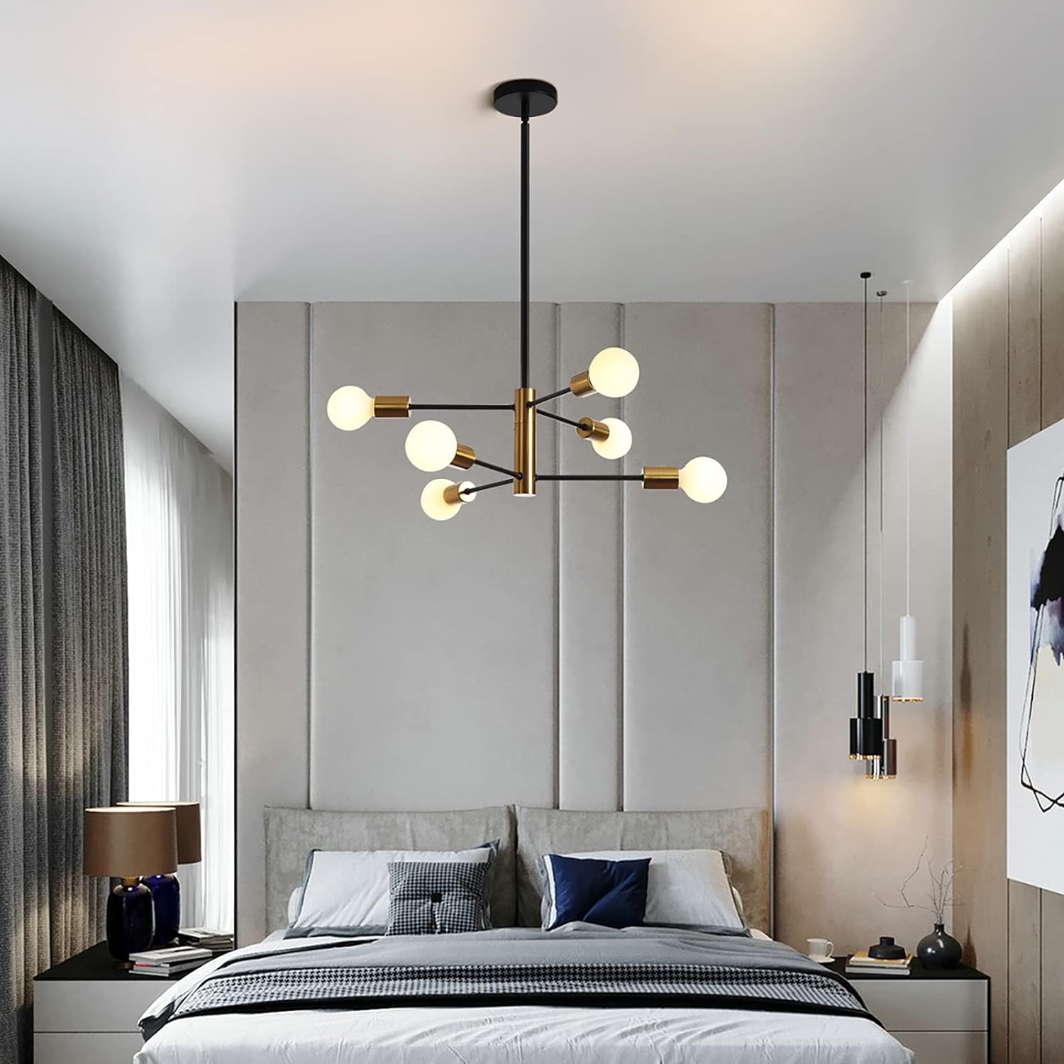 Sputnik Chandelier Modern Industrial, 6-Light, Black & Gold โ image 4
