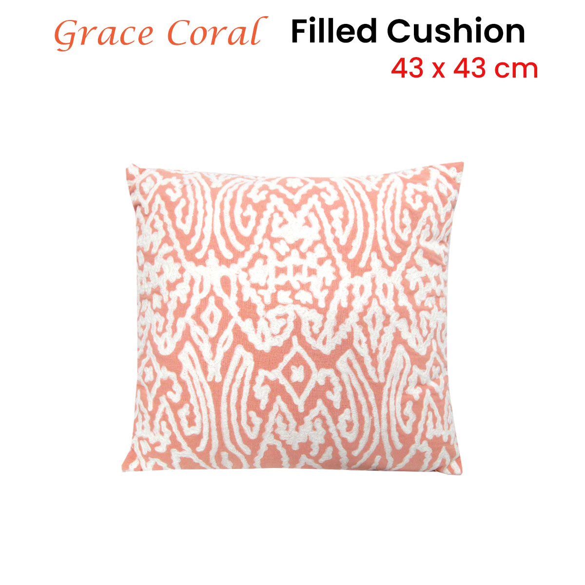 J.Elliot Home Grace Coral Applique Filled Cushion 43 × 43 cm — image 2