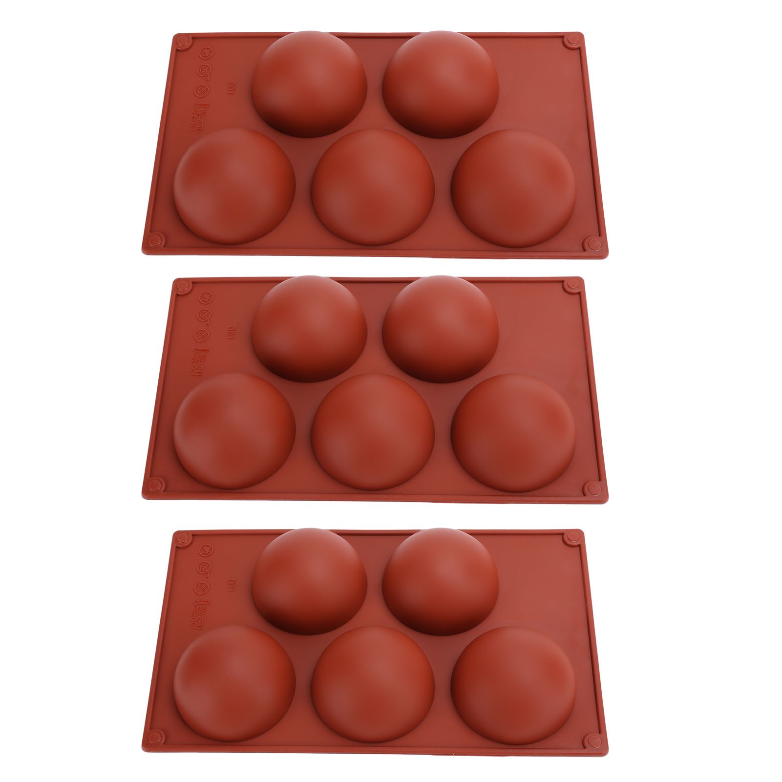 3PCS Semi Sphere Silicone Mold Baking Mold for DIY Making Hot Chocolate Mousse Cake5 Hole — image 2
