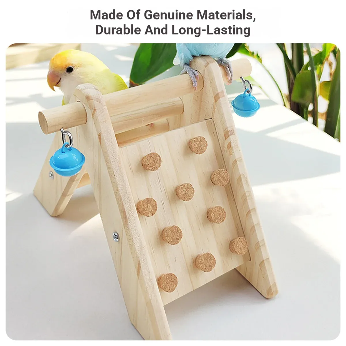 Wooden Bird Ladder Toy With Bell Parrot Perch Stand Climbing Gym Accessories Fun โ image 4