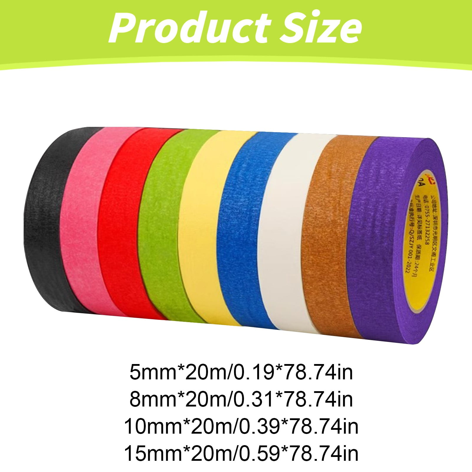 9Pc Colored Masking Tape Roll Multicolor Colorful Craft Tape– Great for Arts & Crafts kī-ds Labeling and Color Coding Back to Schǒ-ǒl, 9 Rolls of Colored Tape — image 3