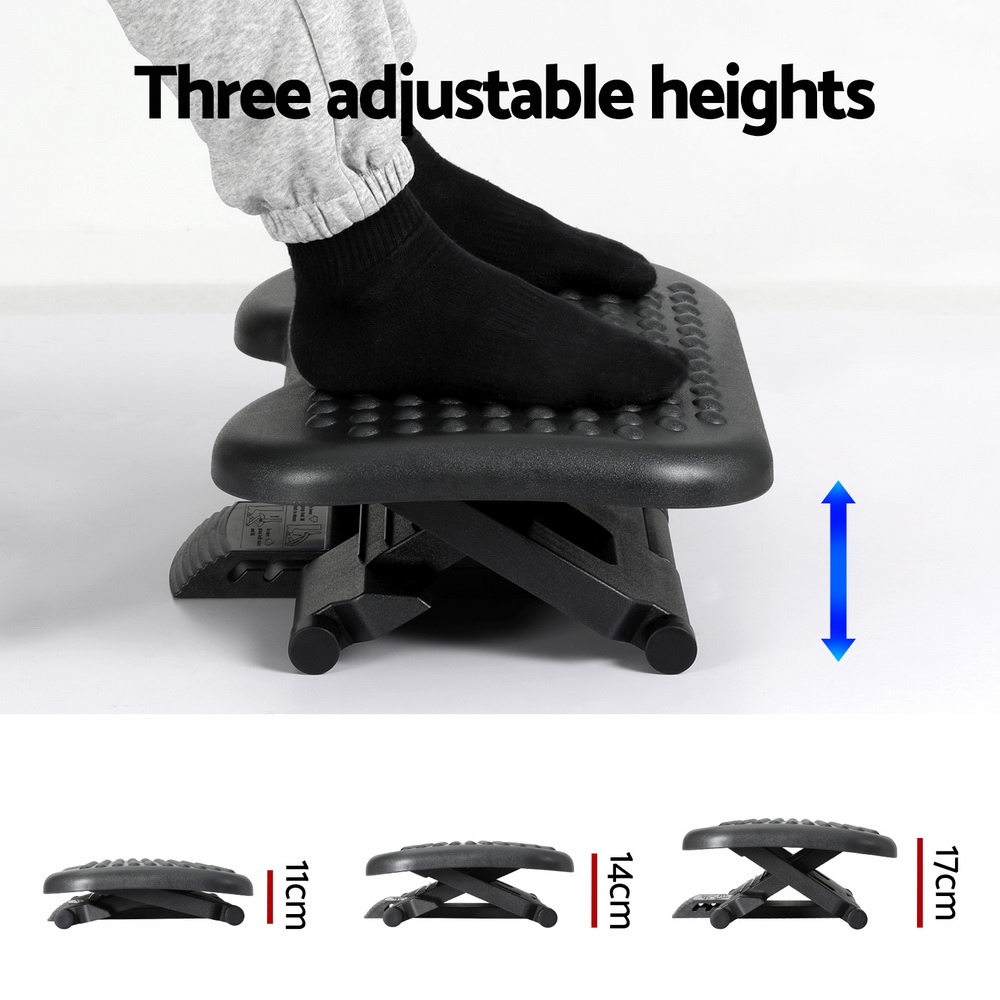 Artiss Foot Rest Stool Office Under Desk Angle Adjustable Footrest Massage Black โ image 6