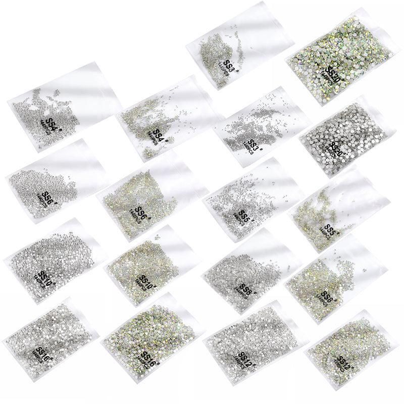 1440Pcs Glitter Rhinestones Crystal Flat Clear Bottom Glass Nail Art Nail Drill - Coloured Crystal-SS6 — image 3