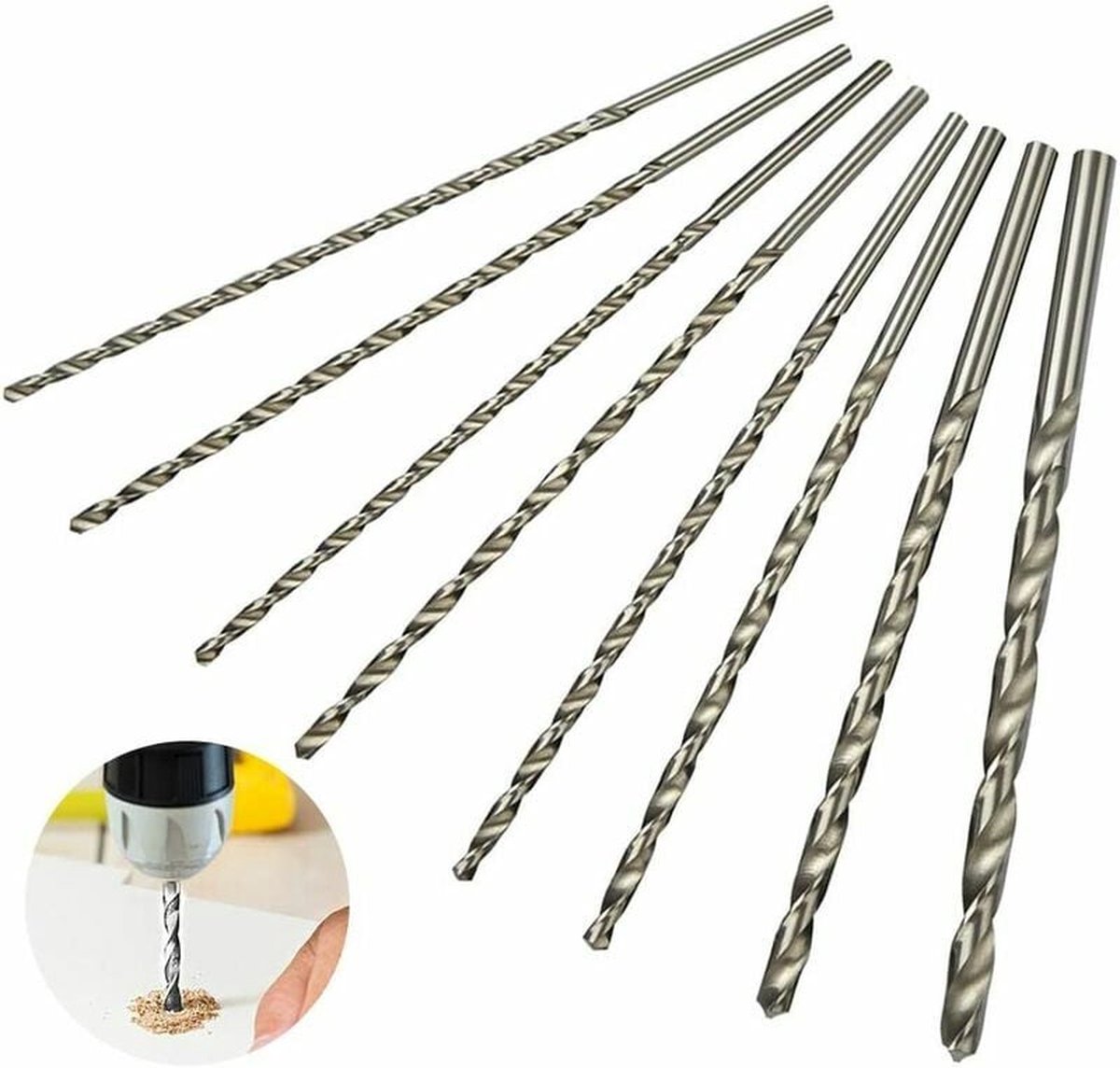 8 pieces twist drills HSS long wood twist drill set - diameters 4 mm 42 mm 45 mm 5 mm 52 mm 6 mm 8 mm 10 mm — image 3