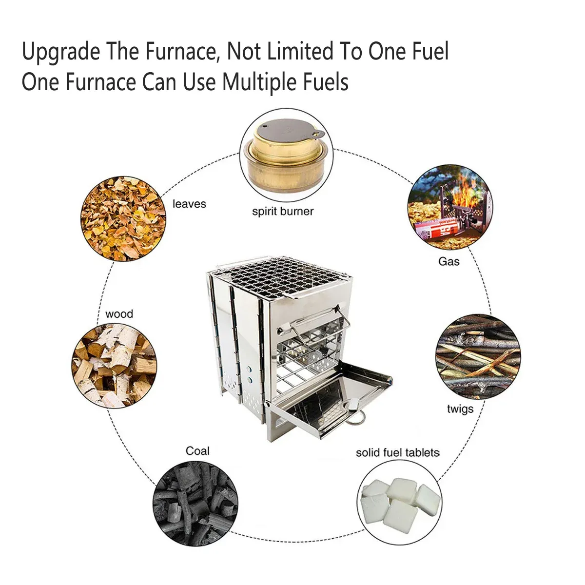 Outdoor Camping Mini Folding Wood Burning Stove Picnic Stainless Steel BBQ Grill โ image 4