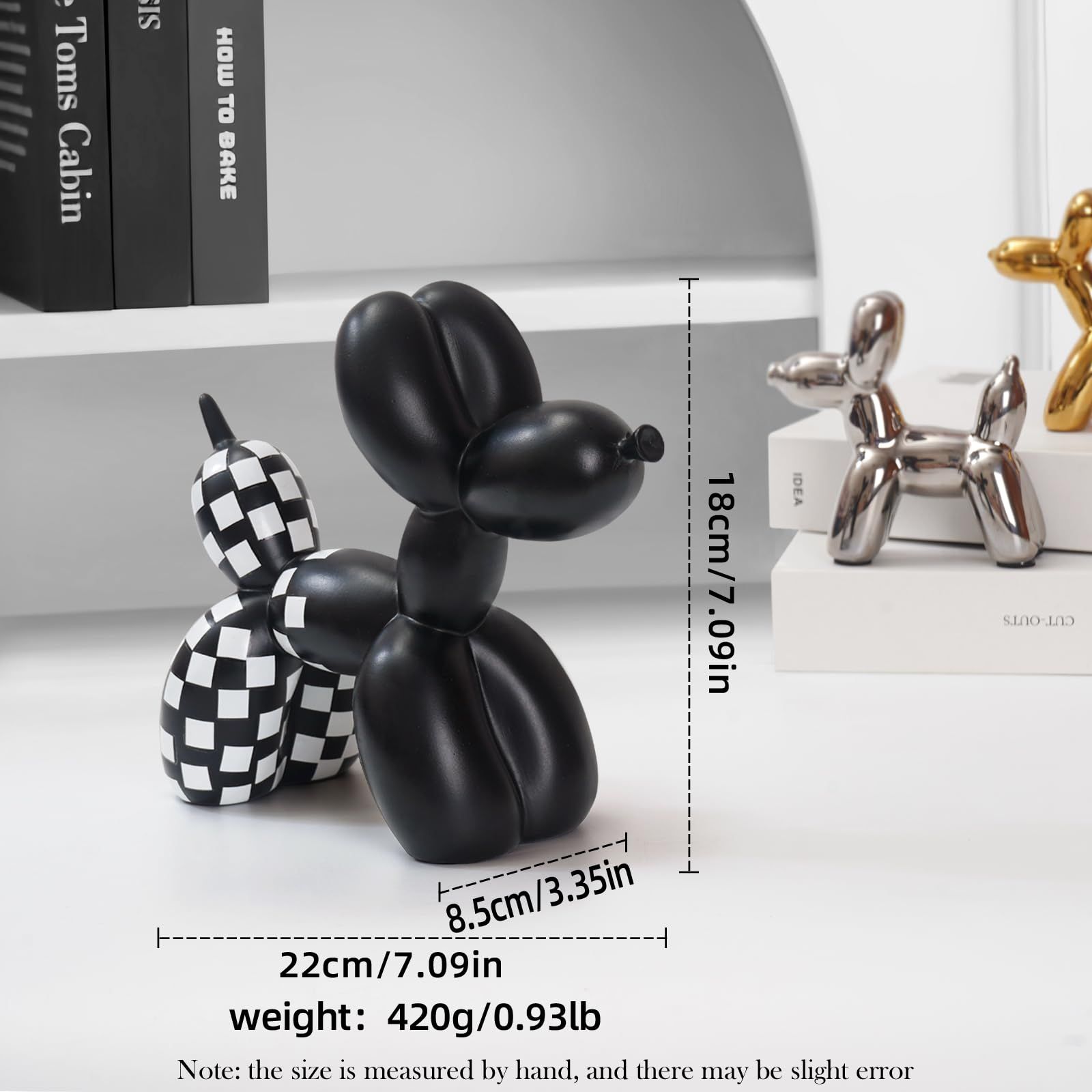 Black and White Checkered Racing Car Pattern Balloon Dog Statue Crafts Living Room Desktop Decorations,Handmade Modern — image 2