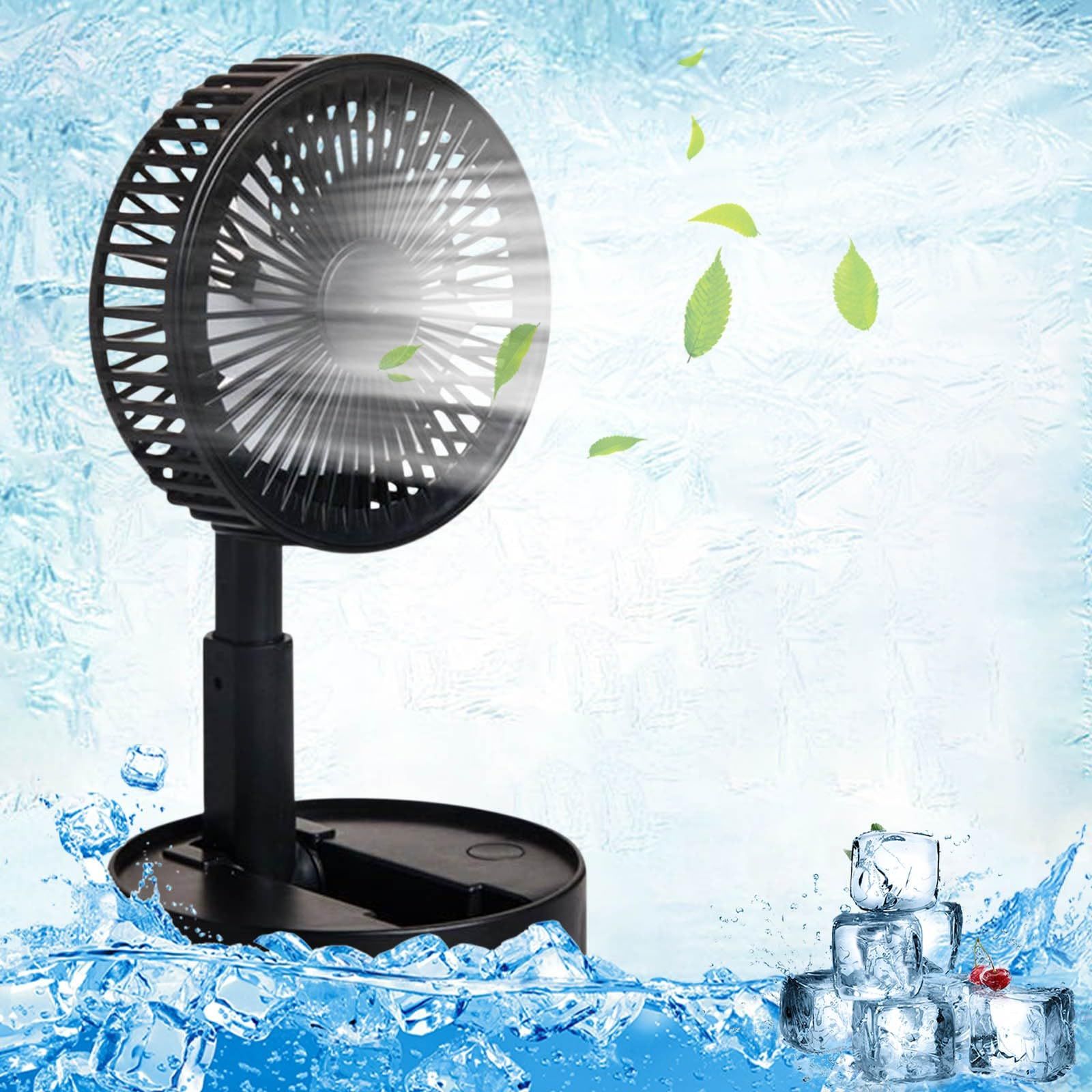 USB Rechargeable Handheld Fan 180 ° Flip Portable Desktop Office Fan Folding Retractable Fan Outdoor Mini Fan - Black — image 2