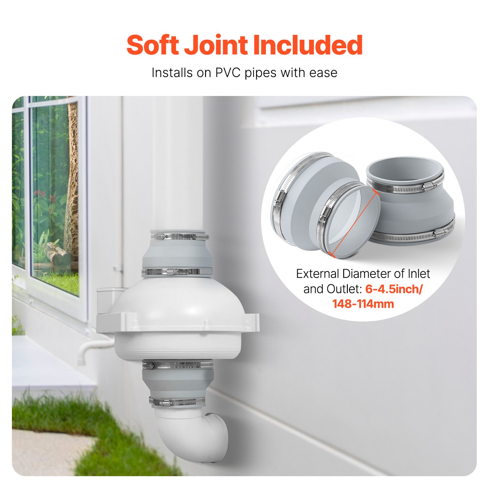 4" to 4.5" Radon Mitigation Fan System Quiet 380CFM Inline Duct Waterproof โ image 5