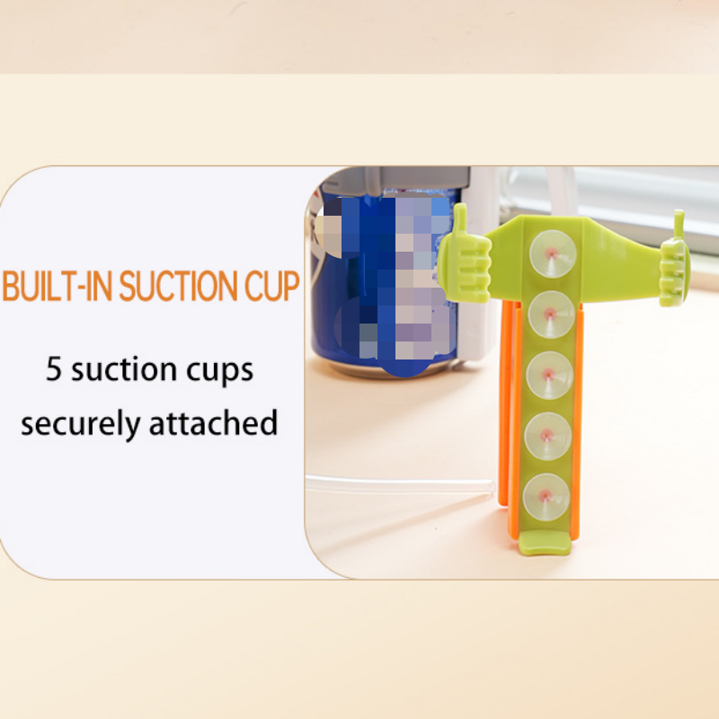 Green Soda Can Lid and Handle Holder Set - Anti-Overflow Plastic Cover with Straw and Suction Cup Grip for 12oz Cans, Portable Drink Accessory for โ image 6