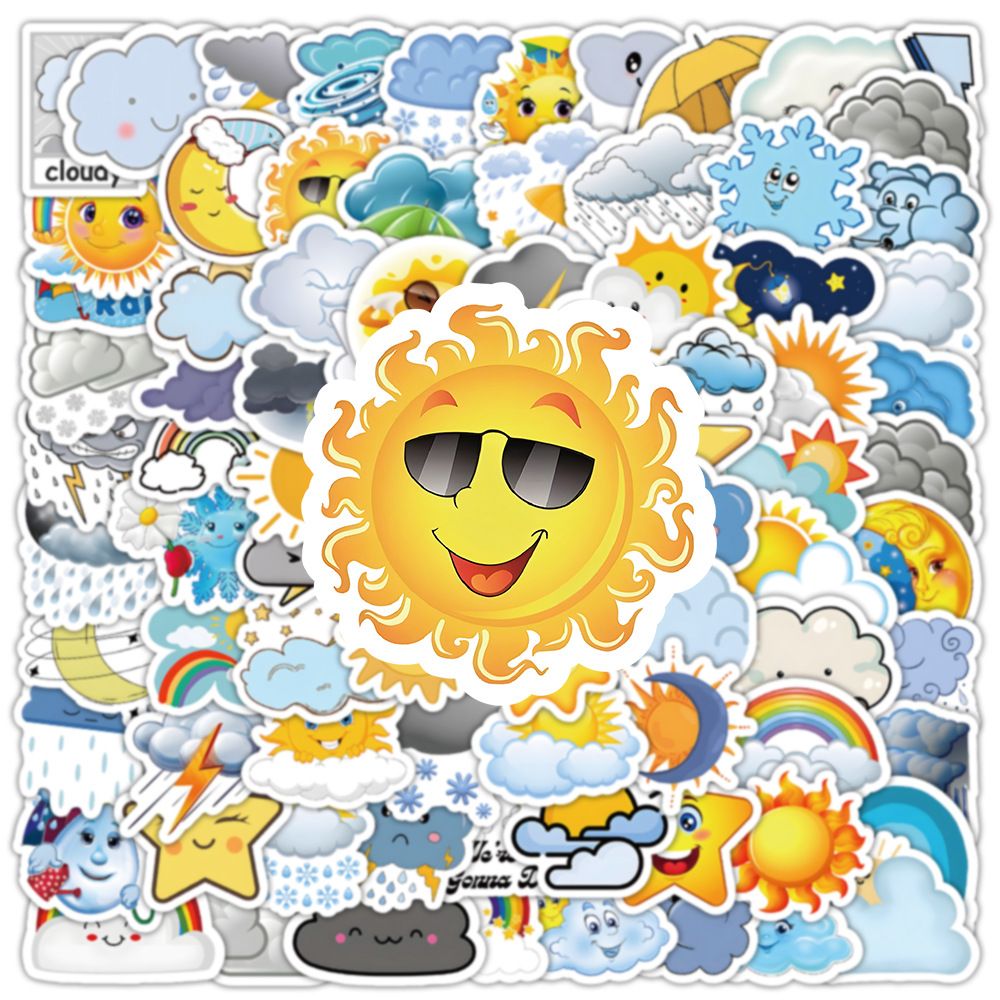 Pack 100 pcs Weather Cloud Stickers for Water Bottles Waterproof Laptop Luggage Computer Cups Scrapbooking Teens Adults Girls Cute — image 2