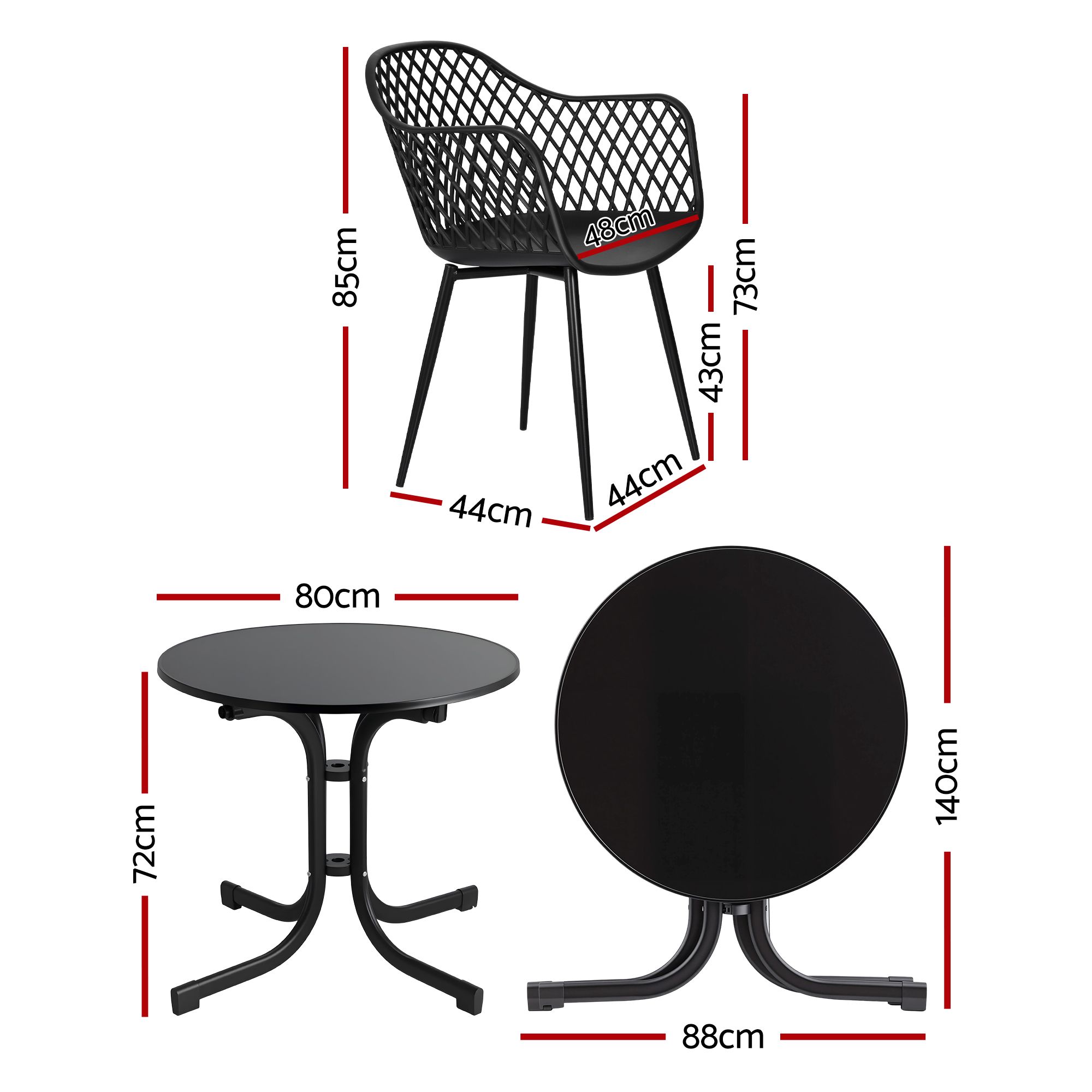 Gardeon 5PCS Outdoor Dining Set Table and Chairs Patio Furniture Garden Diamond Black — image 2