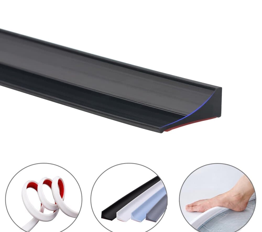 10 m Self-Adhesive Shower Strip Water Barrier with Self-Adhesive Strip, Black