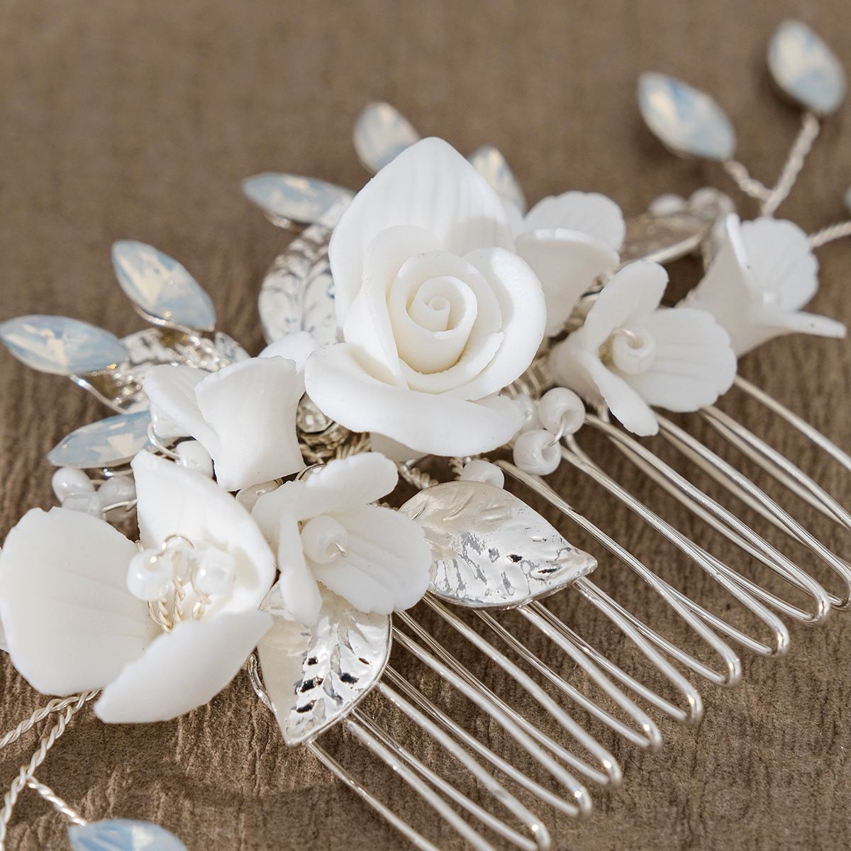 Wedding Hair Comb Silver Small Side Comb Blue Crystal Bridal Hair Piece Hair Jewelry Bridal Hair Accessories for Women and Girls — image 4