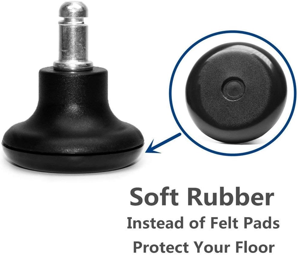 Bell Glides Replacement Office Chair or Stool Swivel Caster Wheels to Fixed Stationary Castors, Low Profile Bell Glides with Soft Rubber Bottom Instead of Self — image 4