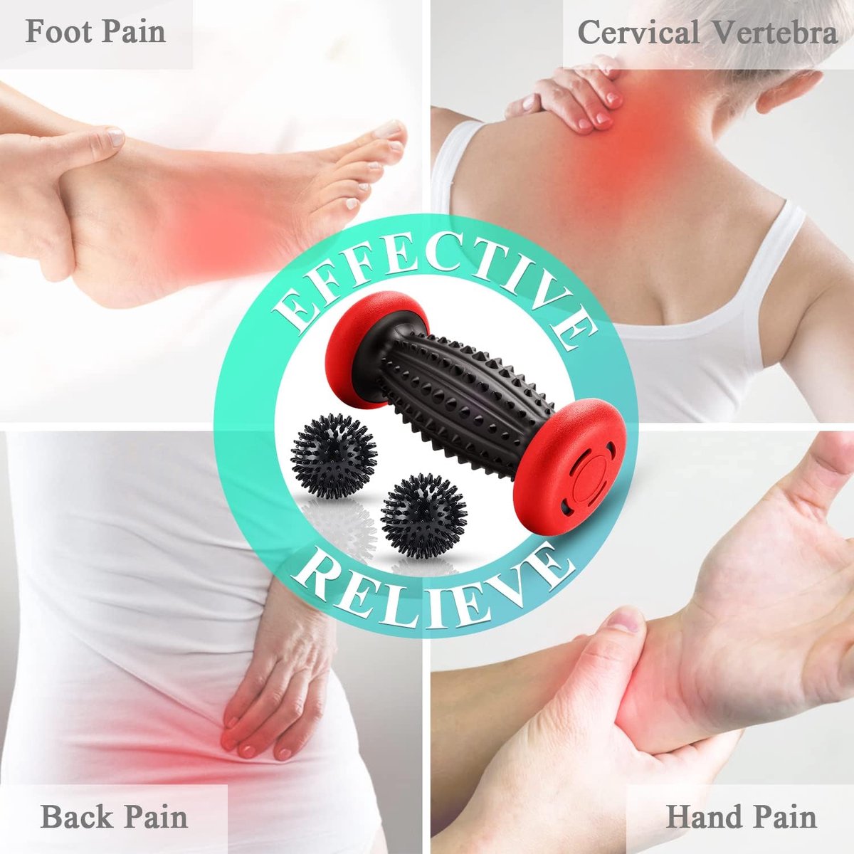 Foot Massage Roller - With 3 x Massage Balls - Foot Massage - Foot Reflexology - Plantar Fasciitis - Foot Roller - Massage Ball - Foot Massage - Massage Roller — image 4