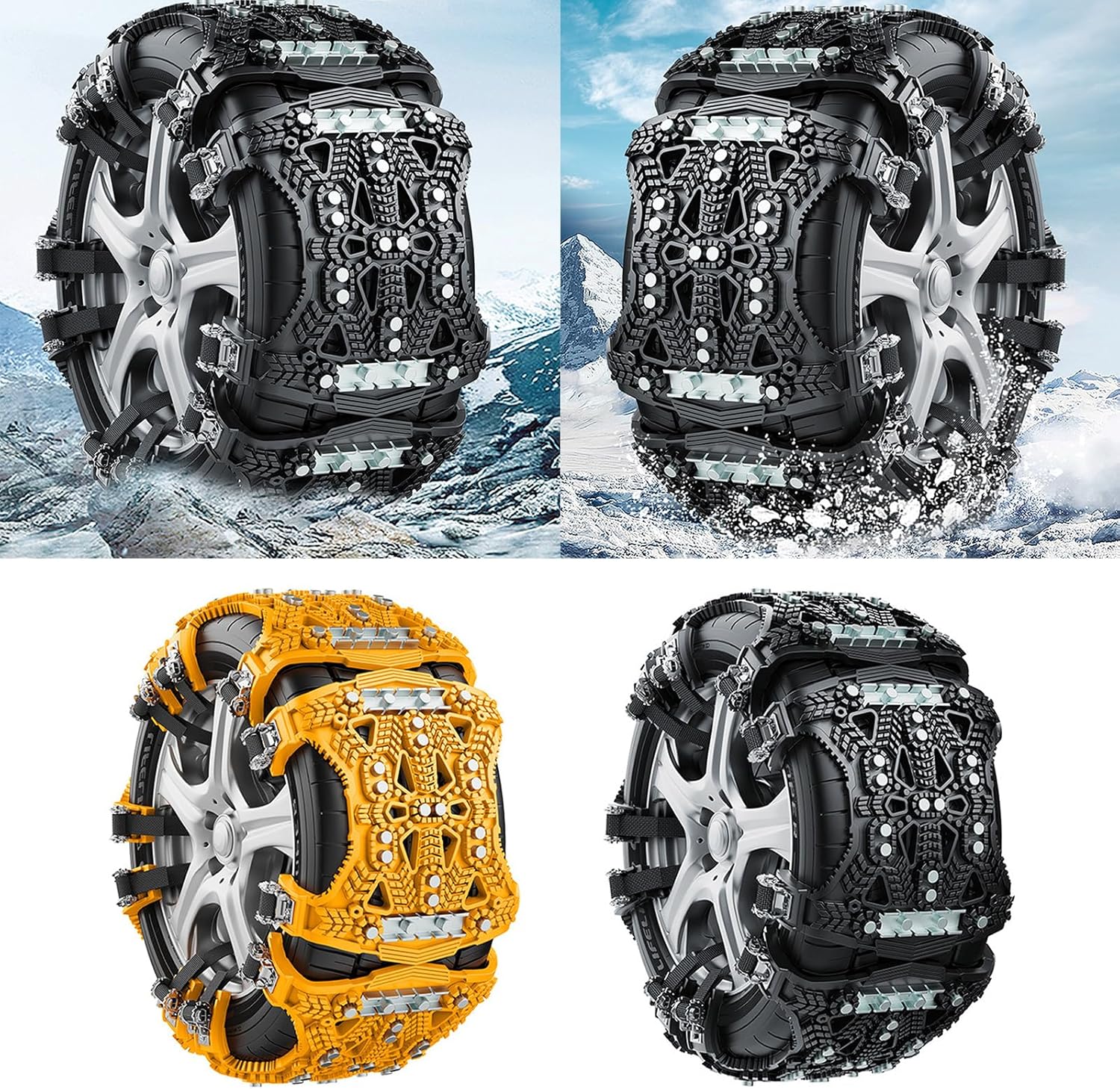 Snow Chain - Anti-Slip for Car Tires | Snow Chains - Steel Plate Snow Chains for Cars - Universal Type - Includes Mounting Tools, Storage Bag, and โ image 4