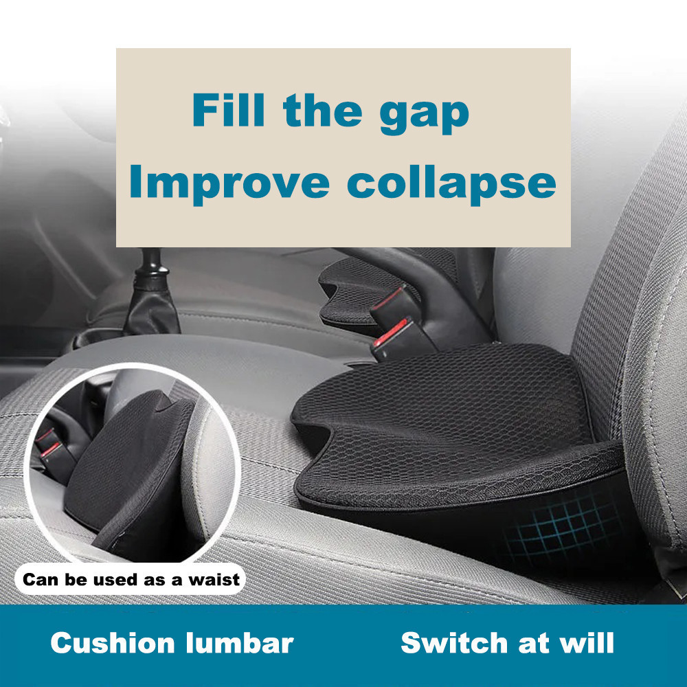 Brown Mini Car Seat Cushion - Memory Foam Height-Boost Cushion with Removable Mesh Cover - Driver Seat Pad for All Seasons โ image 2