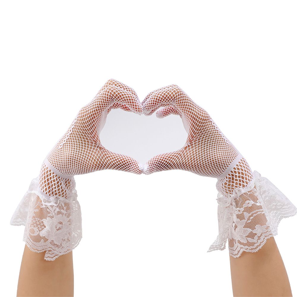 2 pairs Lace Gloves, Long Satin Gloves Tea Party Gloves for Women Short Silk Gloves Mesh Gloves Halloween Wedding — image 4