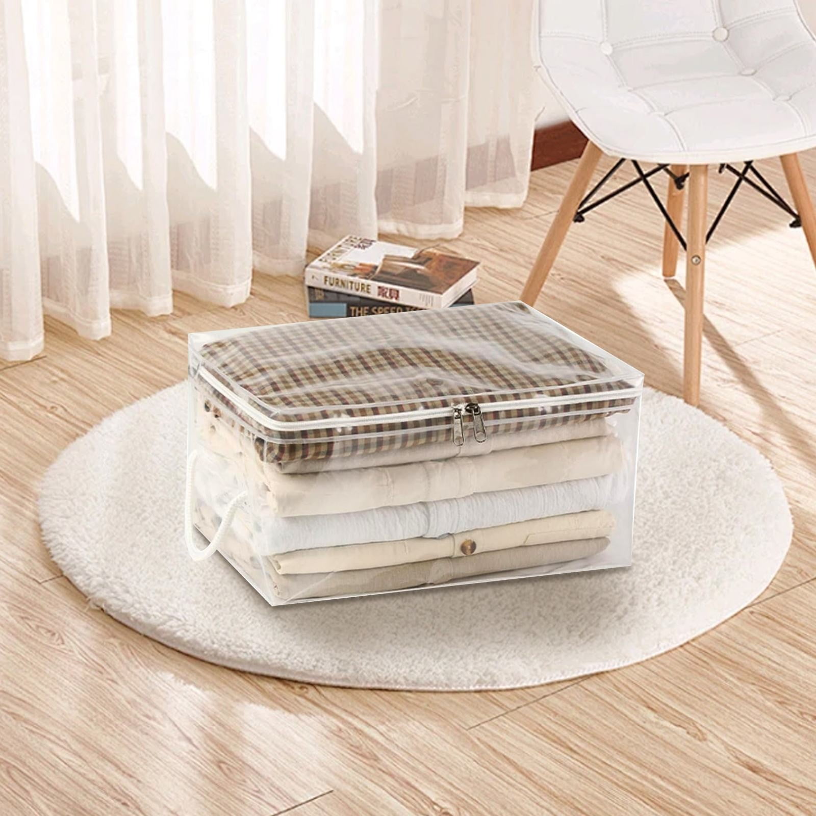 Transparent Zipper Clothing Storage Bag - Heavy-Duty Organizer for Blankets, Linen, Bed Sheets, Clothes & Pillows, Space-Saving, 41 × 30 × 20 cm — image 4