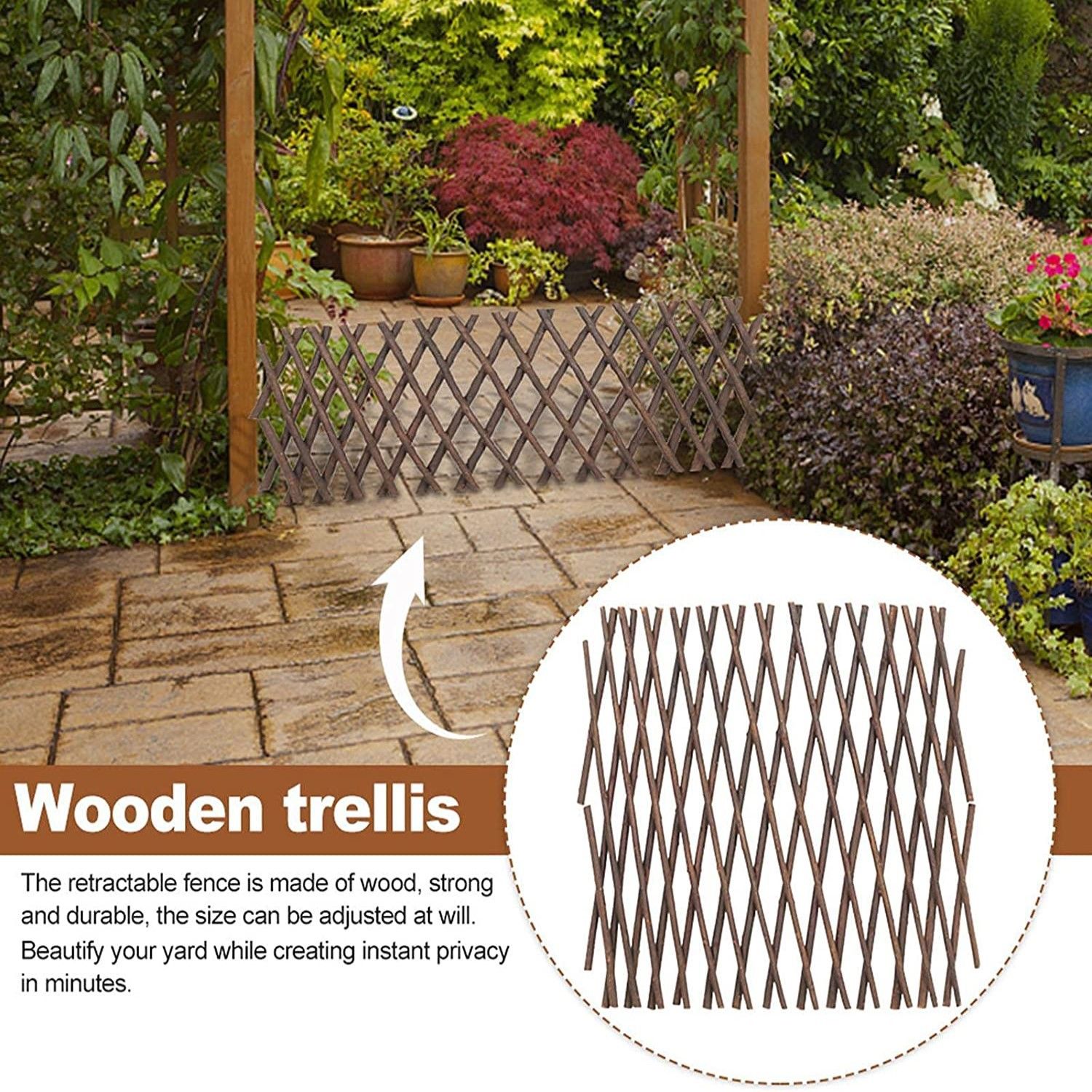 Trellis for Climbing Plants, Expandable Lattice Panel for Outside, Wooden Trellis for Grape Vines, Vintage Decorative Garden โ image 3