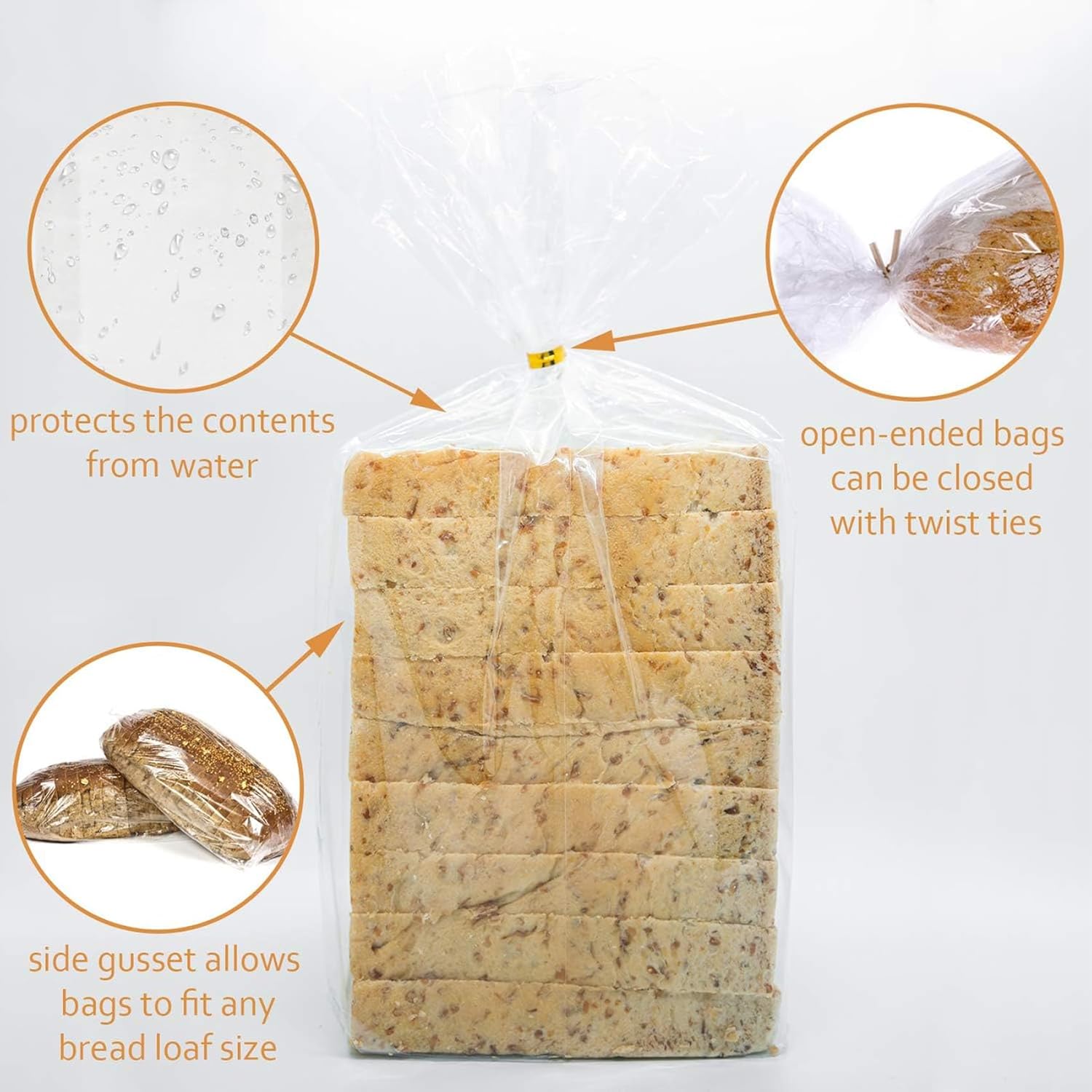 Bread Bags With Ties,100 Pieces 18x4x8 Inches Reusable Plastic Loaf Storage Bags for Homemade Bread Gift Giving β image 4