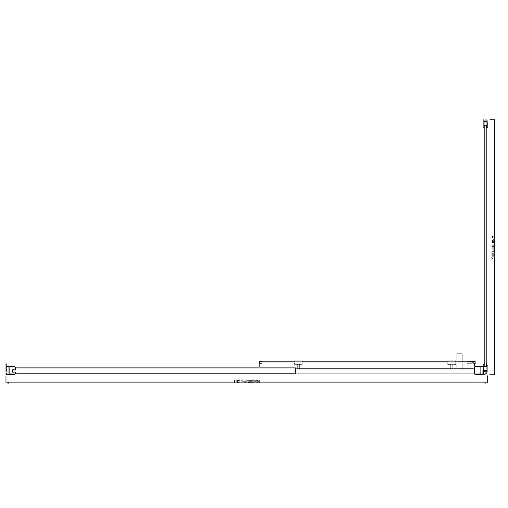 150mm Adjustable (2000 × 1010mm) Single Door Corner Sliding Glass Shower Screen in Black — image 6