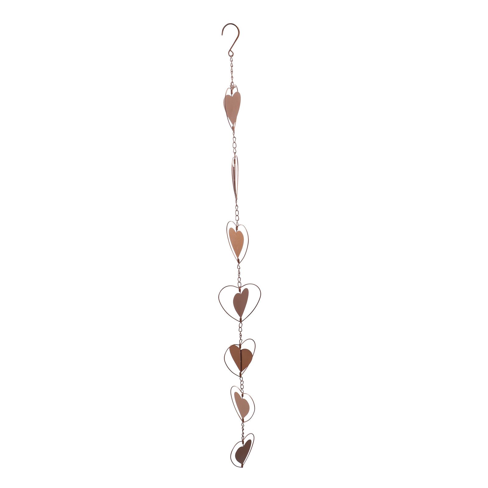 Metal Rain Chain Drainage Function Decorative Heart Shape Wind Chime with Hook for Balcony Patio Corridor — image 6