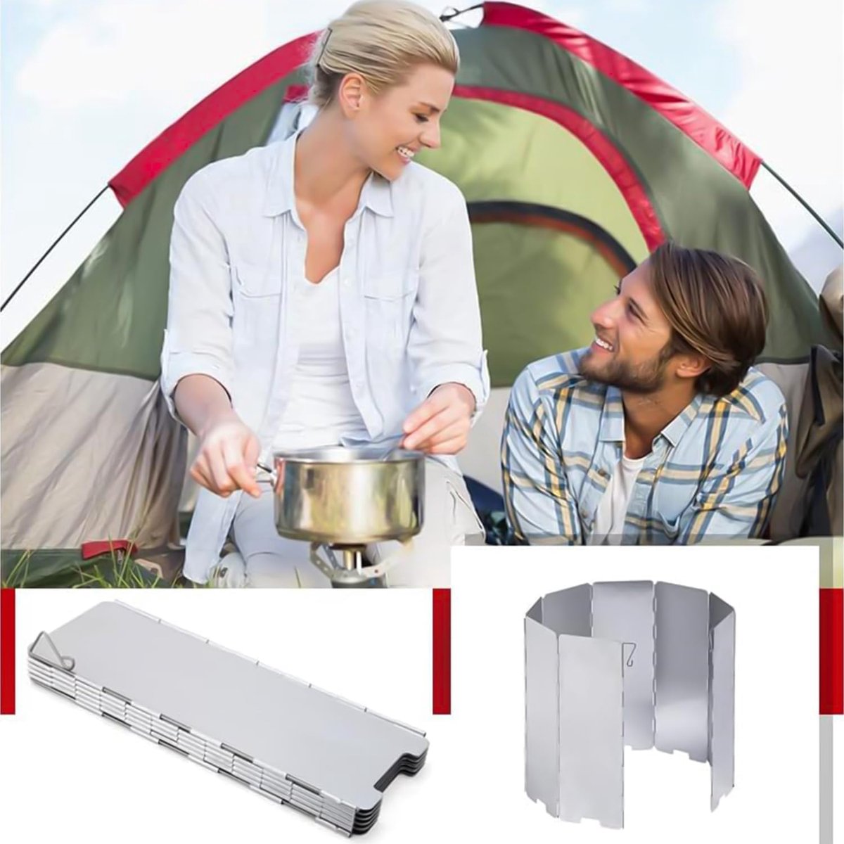 Windbreak for Camping Stove - Pack of 10 - Foldable Aluminum Windbreak - Foldable Windbreak for Gas Stove, Plate, Grill, Picnic, Camping Equipment - Aluminum โ image 3