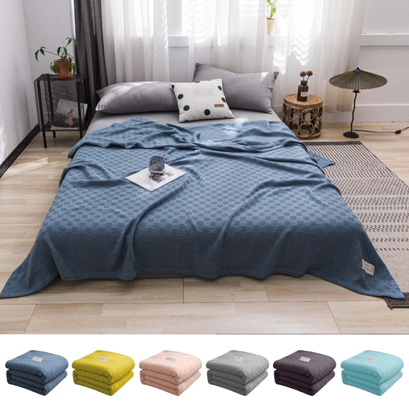59 × 39" 100% Cottons Blanket, Soft and Breathable Bed Blanket, Multi-functional Bed Blanket for All Season, Machines Washable Bed Couch for Home Living Room