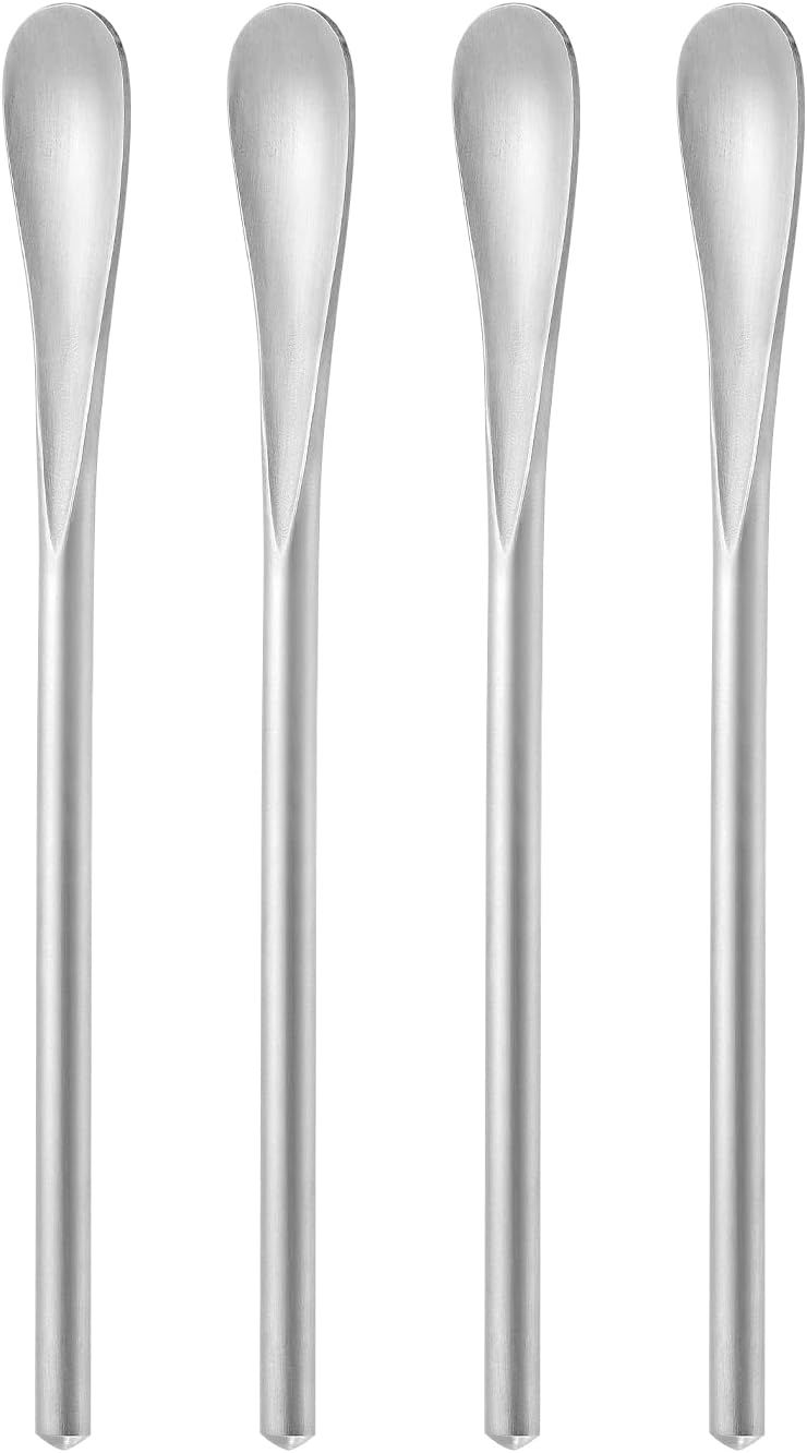 5Inch/12.8cm Coffee Stirrers Spoon,Silver Stainless Steel 304# Coffee Stir Sticks,Round Solid Handle Cocktail Beverage Iced Tea Stirring Stick,Drink Mixing